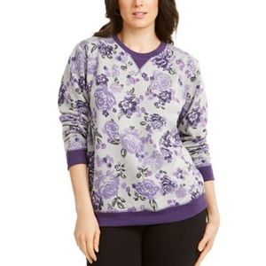 NWT Karen Scott purple flower floral sweatshirt xl